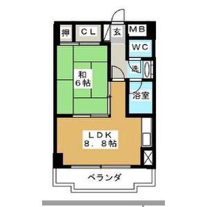 ハイム旭丘(1LDK/2階)の間取り写真