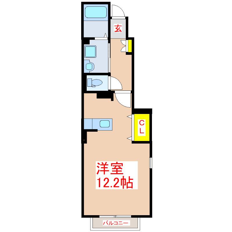 プリムローズC(ワンルーム/1階)の間取り写真