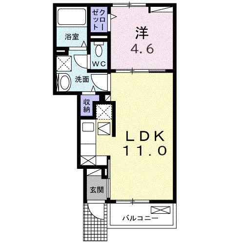 プルミエール 春 I(1LDK/1階)の間取り写真