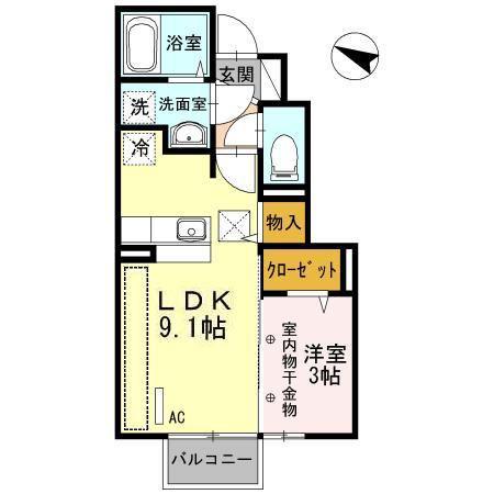 キャトルセゾン(1LDK/1階)の間取り写真