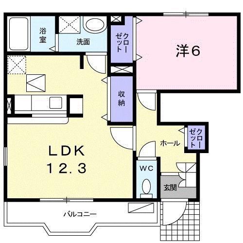パーク ヒルズ1番館(1LDK/1階)の間取り写真
