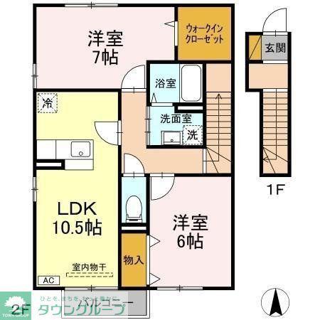 ヴィラウィスタリア(2LDK/2階)の間取り写真