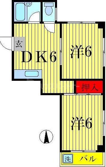グラシア梅田(2DK/4階)の間取り写真