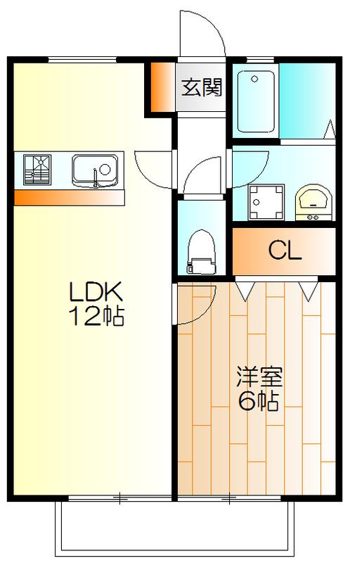 アネットハイツA(1LDK/2階)の間取り写真