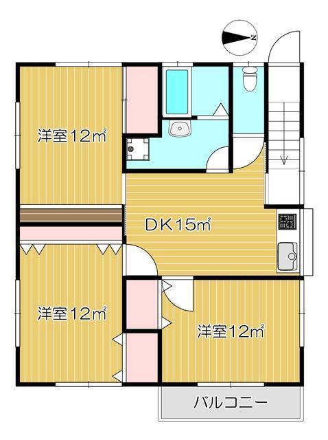 東横乙子テナント(3DK/2階)の間取り写真