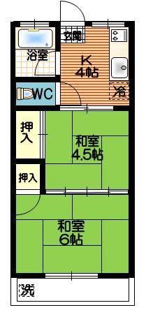 カーサモンテ(2K/2階)の間取り写真