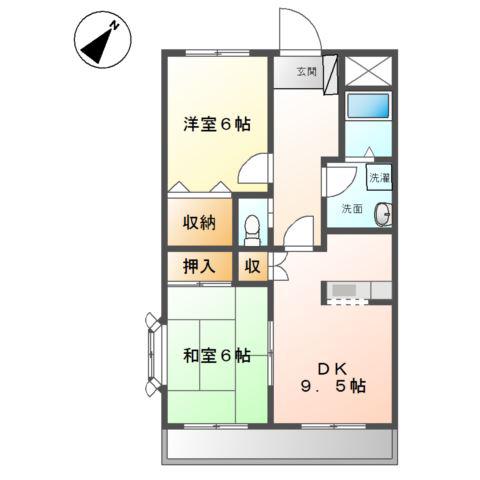 クレストール中里(2DK/2階)の間取り写真