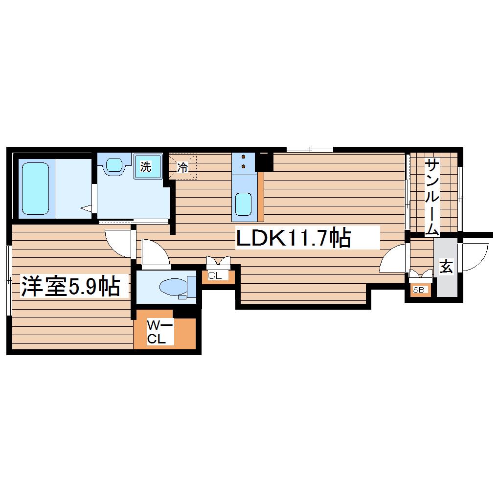 LILIUM TRIA(1LDK/1階)の間取り写真