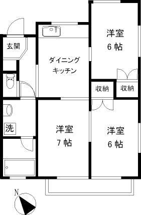 クレスト南足柄(3DK/1階)の間取り写真