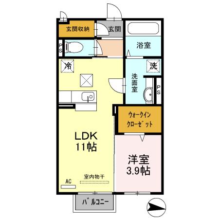 エクセレンス(1LDK/1階)の間取り写真