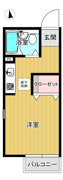 セジュール黒髪(ワンルーム/1階)の間取り写真