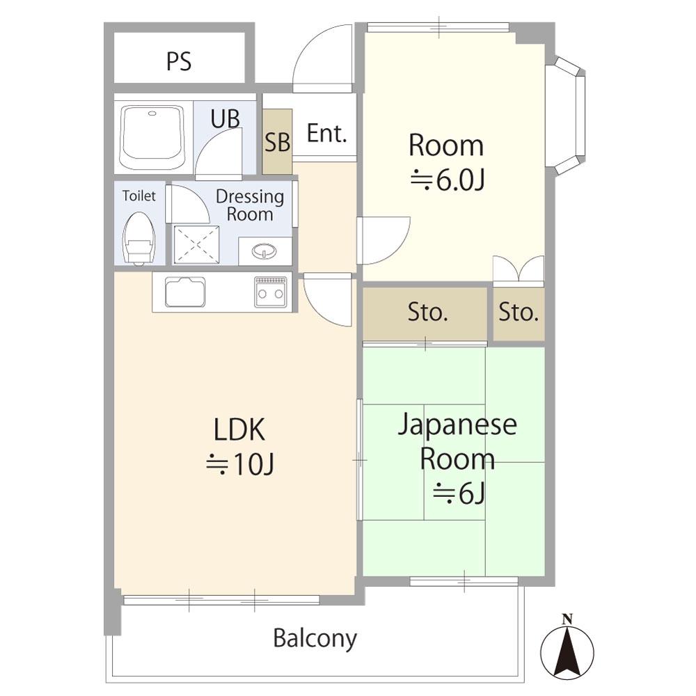 コーポサンルイスII(2LDK/5階)の間取り写真