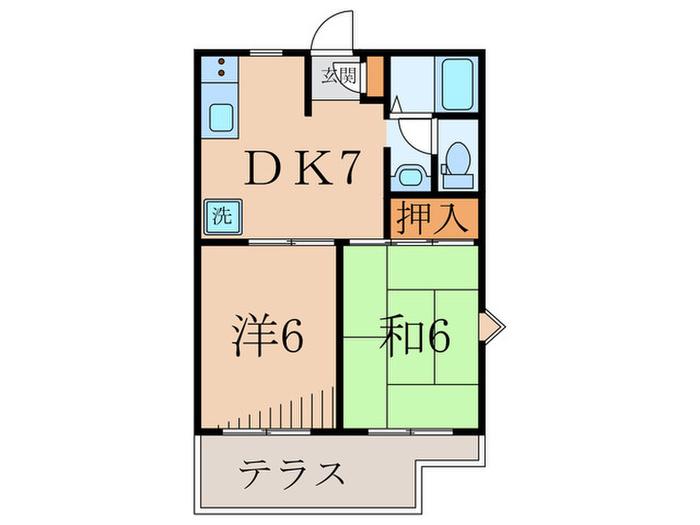 マイコートB(2DK/1階)の間取り写真