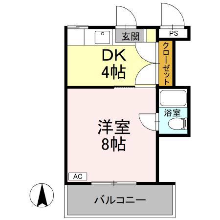 メルシーハイツ(1DK/3階)の間取り写真