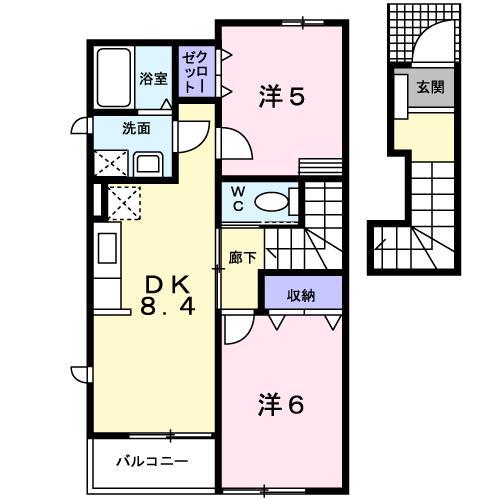 エポックII(2DK/2階)の間取り写真