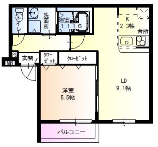 クリスタルレジデンス深井(1LDK/3階)の間取り写真