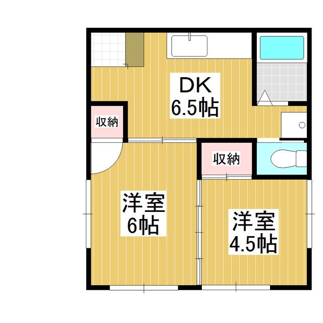 OTE蟻ヶ崎台(2DK/1階)の間取り写真