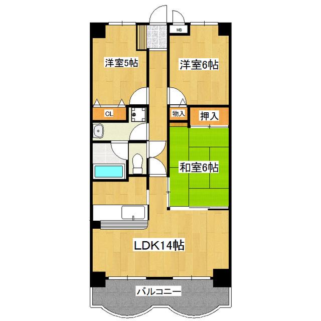 センチュリー時計台I(3LDK/4階)の間取り写真