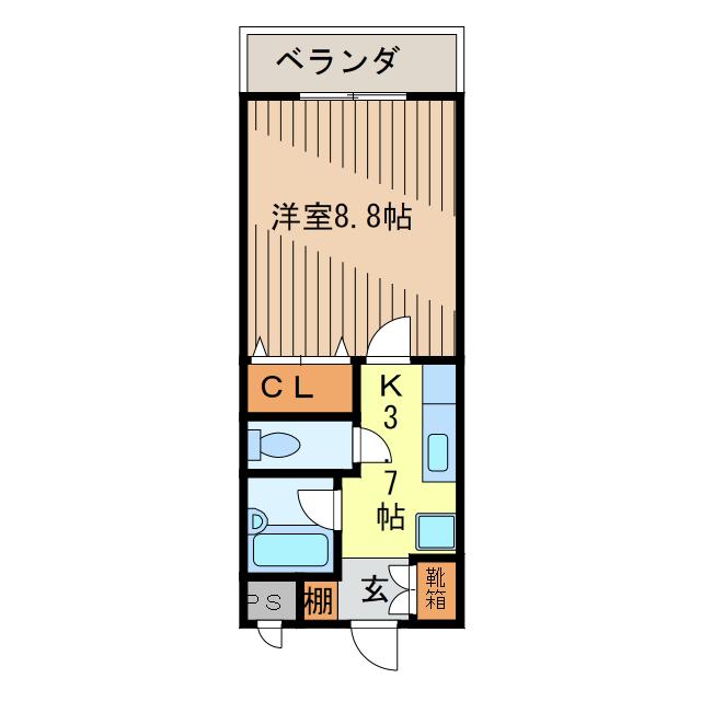 マンション山城鳳凰(1K/4階)の間取り写真