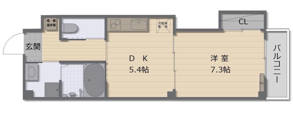 ヴィーブル寺田町II(1DK/2階)の間取り写真