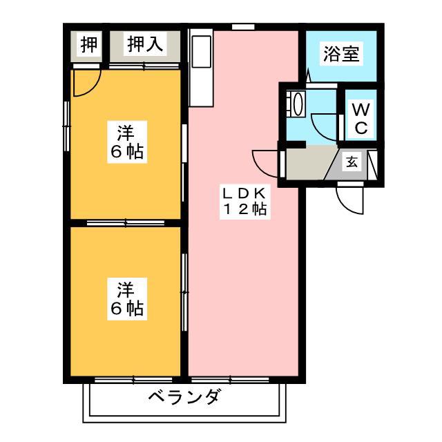 サウスウェーブ壱番館(2LDK/2階)の間取り写真