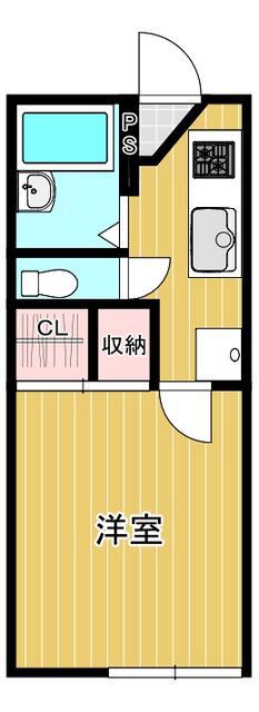 ラポール津田沼A(1K/2階)の間取り写真