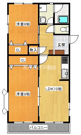 シンフォニー(2LDK/2階)の間取り写真