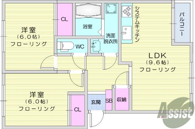 エクセレンスⅡ(2LDK/2階)の間取り写真
