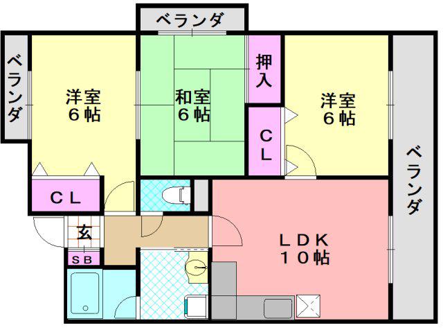 サンマール平野(3LDK/4階)の間取り写真