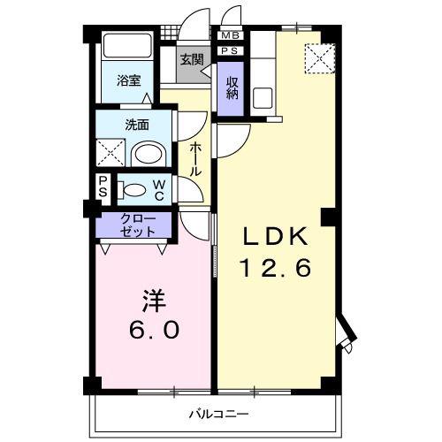 フェリーチタ(1LDK/2階)の間取り写真