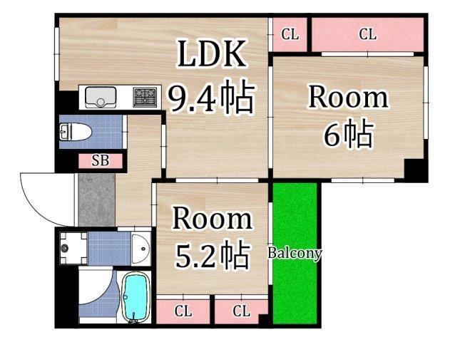シェルマンド毛馬(2LDK/3階)の間取り写真