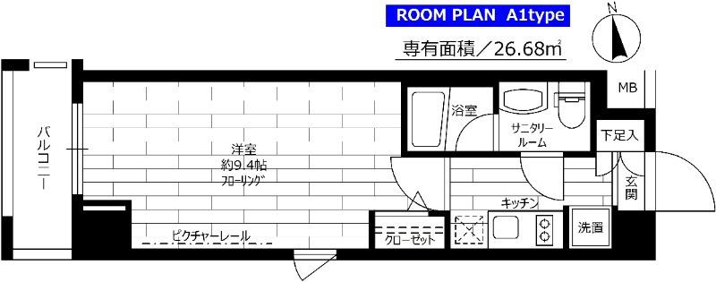 ステージファースト新御徒町(1K/8階)の間取り写真