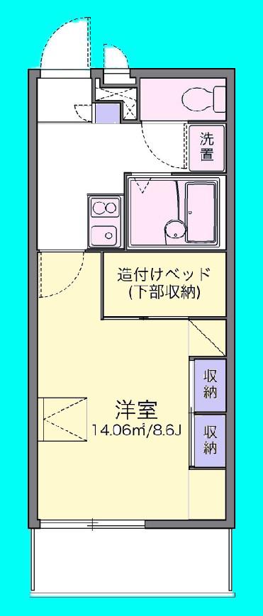 2001(1K/1階)の間取り写真
