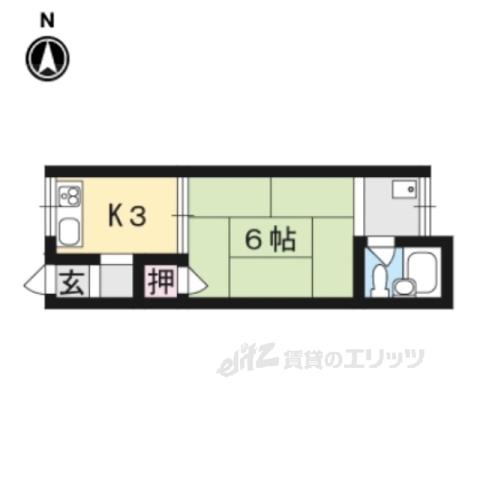 京屋ハイツ(1K/2階)の間取り写真