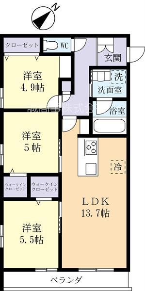 コートルクス流星台(3LDK/2階)の間取り写真