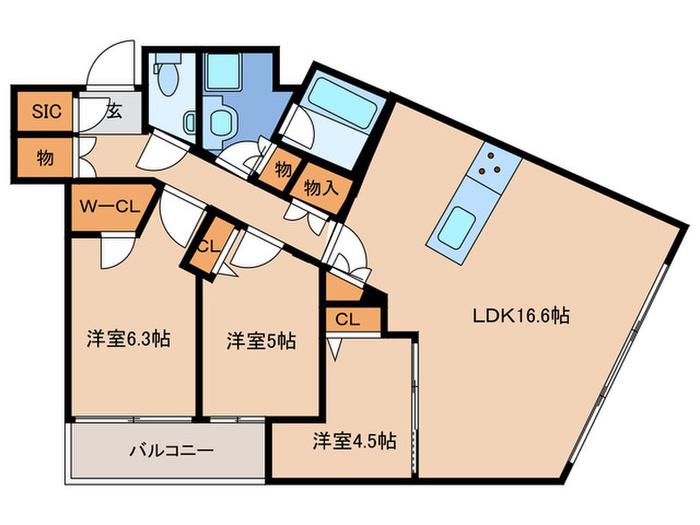アイタワー(3LDK/3階)の間取り写真