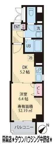 セピアスタジオ(1DK/5階)の間取り写真
