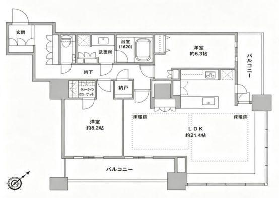 THE TOKYO TOWERS シータワー(2LDK/23階)の間取り写真