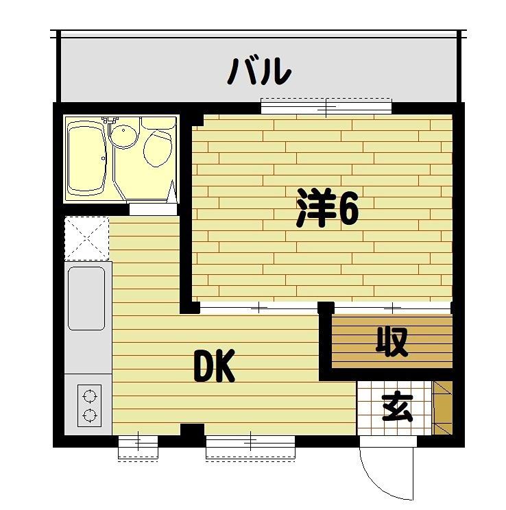 ウィスダム横浜(1DK/3階)の間取り写真