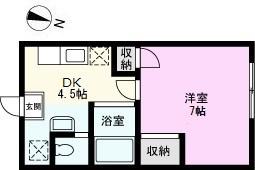メゾンテベール(1DK/2階)の間取り写真