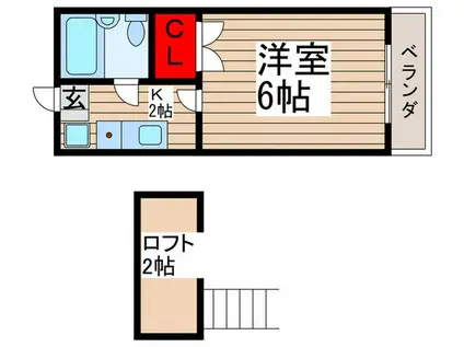ドミール五香(1K/2階)の間取り写真