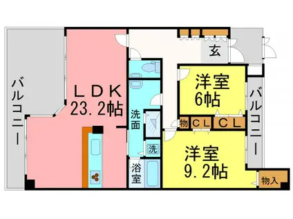 名次町ロジュマン(2LDK/2階)の間取り写真