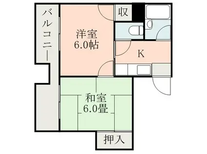 シャルルコーポ紫原(2K/4階)の間取り写真