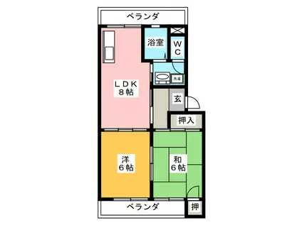 ハッピーSS(2LDK/2階)の間取り写真