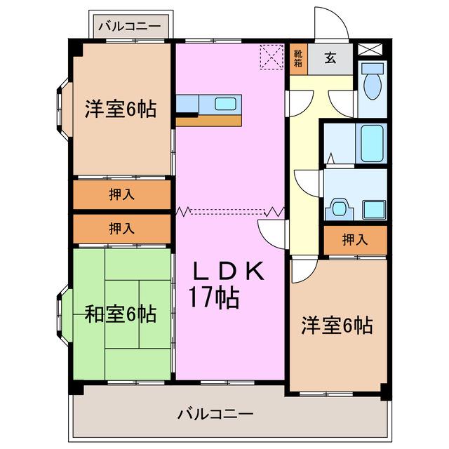 ジュネスSANOH(3LDK/3階)の間取り写真