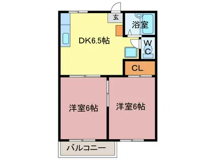 タウニー山田A(2DK/2階)の間取り写真