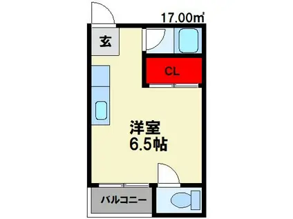 コーポ伊岐須(1K/1階)の間取り写真