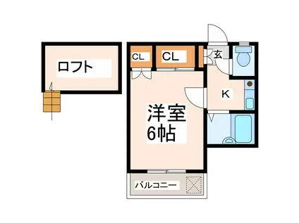 アニバーサリー出水(1K/1階)の間取り写真