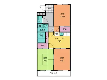 パークハイツII(3DK/2階)の間取り写真