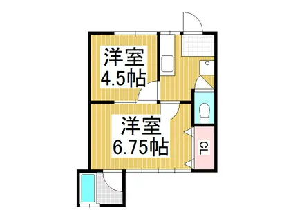 千曲ハイツ(2K/2階)の間取り写真